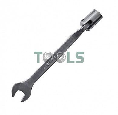 Ключ рожково-накидной шарнирный 8мм Cr-V, покрытие сатин-xром Intertool XT-1408
